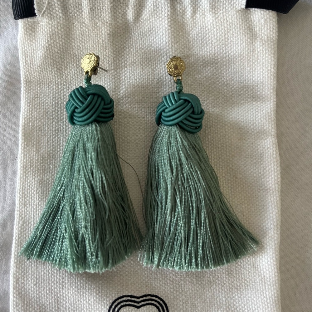 Hart design Green Tassel Earrings purchased in Charleston